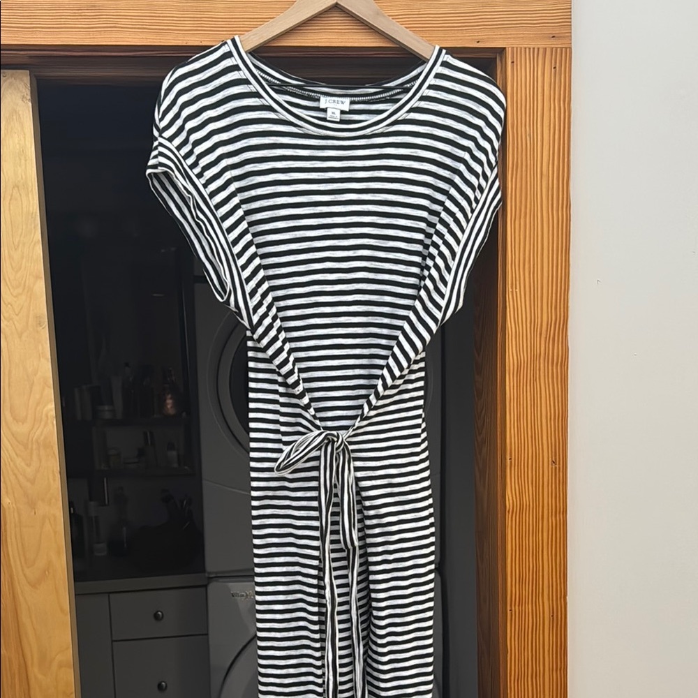 J. Crew Factory Striped Tie-Waist Mini Dress